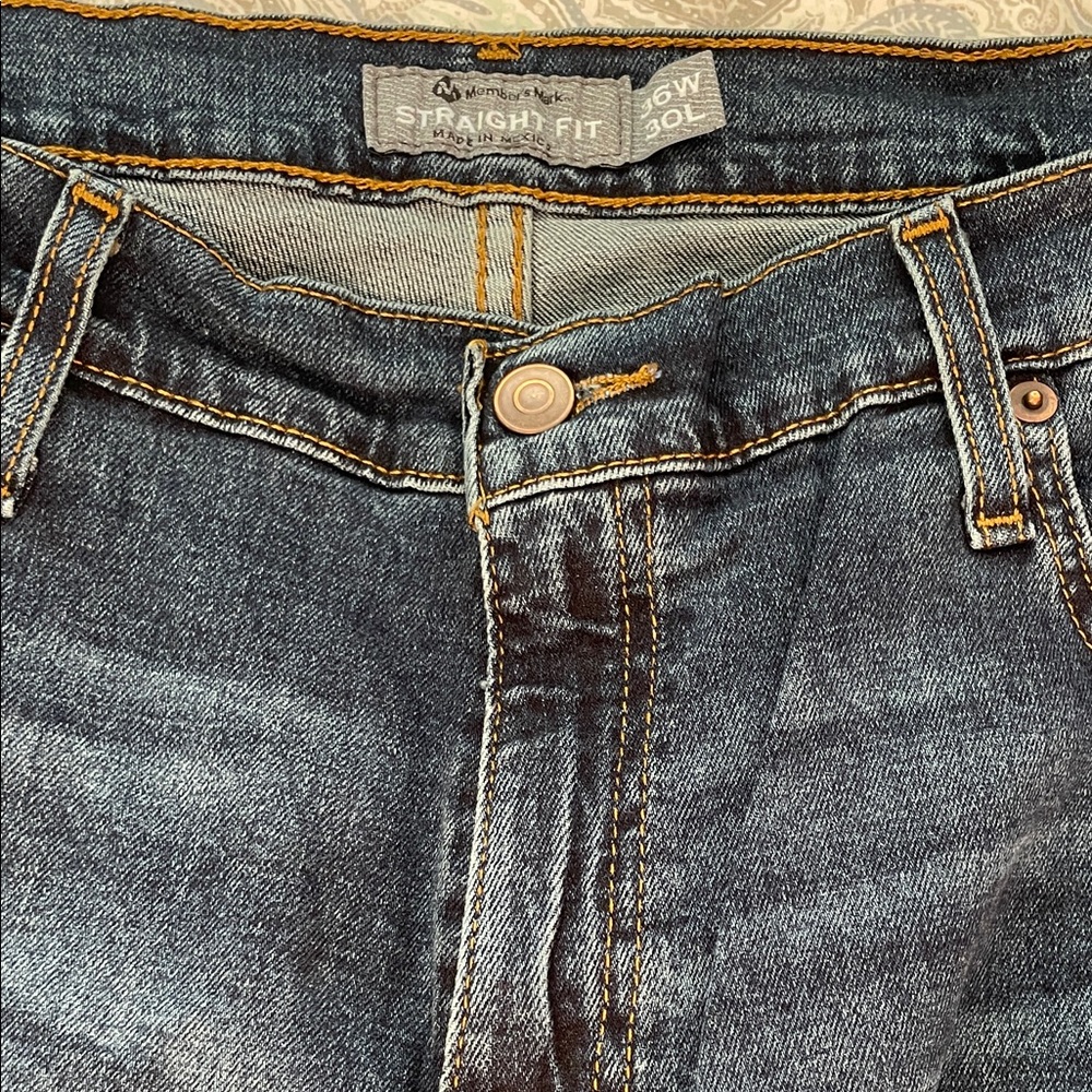 Men's Straight Fit Denim Jeans - Dark Blue